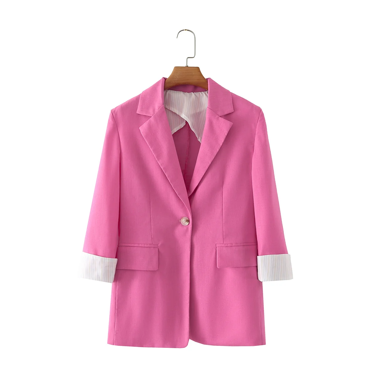 ZEVITY Women  Three Quarter Sleeve Roll Up Casual Summer Blazer Coat Office Lady - £148.52 GBP