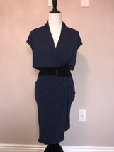 NWT HAUTE HIPPIE Lapis Blue Jersey Dress Black Belt SZ S Retail $496 - £155.54 GBP