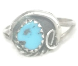 Vintage Turquoise Ring Southwest Tribal Boho Sterling Silver Pinky Ring Size 5 - £23.30 GBP