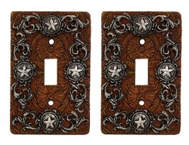Set of 2 Western Stars With Lace Scroll Art Wall Single Toggle Switch Pl... - €23,13 EUR