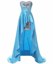 Kivary Sweetheart High Low Silver Sequins Formal Prom Homecoming Dress Party Blu - £59.19 GBP