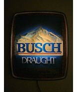 Vintage 1981 Busch Draught Mountains Logo Lighted 3D Beer Sign 19&quot;x16&quot;  - $134.28 CAD