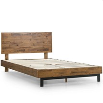 Full size Solid Wood Modern Platform Bed Frame with Adjustable Height Headboard - $1,017.17 CAD