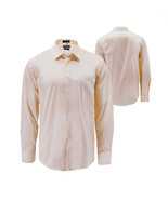 Men&#39;s Classic Button Up Long Sleeve Solid Cream Color Slim Fit Dress Shirt - $29.07 CAD