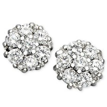 4CT Simulated Diamond Flower Cluster Stud Earrings 14k White Gold Plated Silver - £43.32 GBP