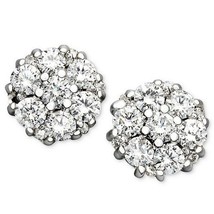 4CT Simulated Diamond Flower Cluster Stud Earrings 14k White Gold Plated Silver - £41.22 GBP