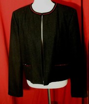 Harve Benard Stunning Stretch Wool Womens 16 Black Jacket Blazer Red Rhinestones - £14.91 GBP