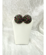 Genuine Ruby, Sapphire &amp; Emerald Pierced Earrings Gold Tone - $927.05 MXN