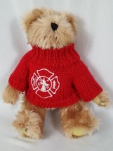 2001 Berkeley Designs Brown Teddy Bear Red Fire Fighter Crest Sweater Pl... - $9.99