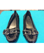 MERONA WOMENS BLACK FLATS with BUCKLE ACCENT - SIZE 8M US - Free Shipping - $29.12 CAD