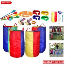 Complete Family Fun Set: Potato Sack Race Bags &amp; 3 Legged Race for Kids ... - $70.24