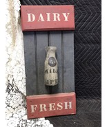 Primitive DAIRY FRESH distressed wood sign plaque farmhouse country home... - £10.90 GBP