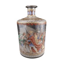 Antique Blown Glass Bottle with Hand Painted Scene - £229.73 GBP