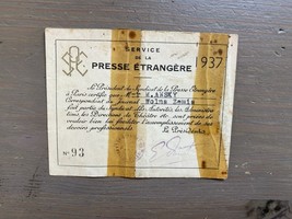 Old Vintage Document France Foreign Press Service 1937 - $14.00