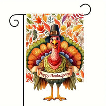 New Happy Thanksgiving Turkey Garden Flag 12&quot;X18&quot; Welcome Double Sided - £4.69 GBP