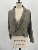 Vintage Shack Incorporated Double Breasted Cropped Blazer Sz S Gray Silk - £38.27 GBP