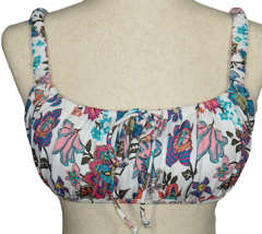 SUNDAZED Ledia Floral Print Shirred Padded Bikini Swim Top Size 36 B-C - £14.95 GBP