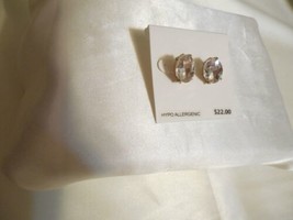 Department Store 1/2 &quot; Gold Tone Simulated Beveled Diamond Stud Earrings... - £8.45 GBP