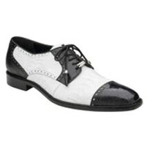 Belvedere Mens Shoes Batta Black/White Genuine Ostrich Lace Up 14006 image 3