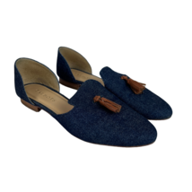 Talbots Flats Women 8 Blue Brown D’Orsay Denim Tassel Spring Sienna Frannie Shoe - £43.26 GBP