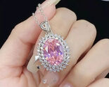 Pink Sapphire Oval 92.5 Sterling silver pendant With Chain for women - $89.10