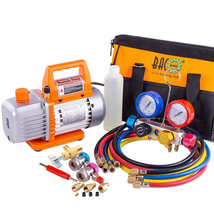 Vacuum Pump &amp; Manifold Gauge Set - HVAC A/C Refrigeration Kit - Diagnost... - £213.06 GBP