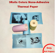 3 Pcs Colors  None-Adhesive thermal paper and sticker for print portable... - £10.40 GBP