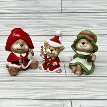 Christmas Homco Bear Family Momma Daddy Baby Figurines #5600 1980s - £13.19 GBP
