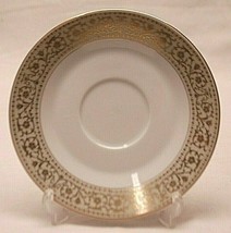 Monette by Fashion Manor Saucer Plate Pale Green Gold Scrolls &amp; Flowers - £10.27 GBP