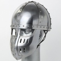 Medieval Spangen With Face Plate Costume 18g Steel LARP Battle Cosplay Helmet - £88.25 GBP