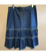 Vintage Star Wear Western Tiered Denim Skirt Y2K Lace Up Coastal Cowgirl... - $50.51 CAD
