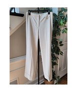 Express Trousers Women&#39;s Size 5/6 White Stretch Button Cuffed Flat Front - $494.76 MXN