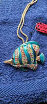 New Betsey Johnson Necklace Fish Blueish Rhinestone Tropical Beach Collectible   - £11.98 GBP