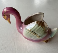 Vintage Pink Gold Swan MCM Hollywood Regency Glazed Ceramic Planter - £17.46 GBP