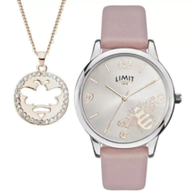 Classic Pink Bee Pendant Watch Limit Ladies Faux Leather Gift Collection - $49.79