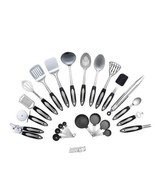 23-Pc Stainless Steel Kitchen Utensil Set Silver/Black Dishwasher Safe F... - $71.35 CAD