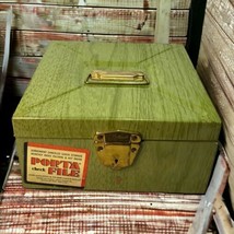 Vtg Porta File Avocado Green By Ballonoff Home Products Retro Metal Storage - $15.43