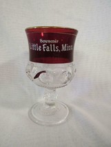 Little Falls, Minnesota Souvenir Kings Crown Ruby Flashed Water Goblet - £7.46 GBP
