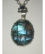Vintage Butterfly Wing Necklace Earrings Beach Hawaii Mott Morpho Design... - €64,19 EUR