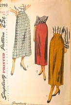 VTG 1940s Sewing Pattern Simplicity #2793 Slim  Pencil Skirt Waist 26 Hi... - $23.76