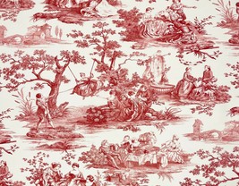 Waverly Idyllic Days Amaryllis Red Ivory Toile Multipurpose Fabric 2 Yards 54&quot;W - £25.37 GBP