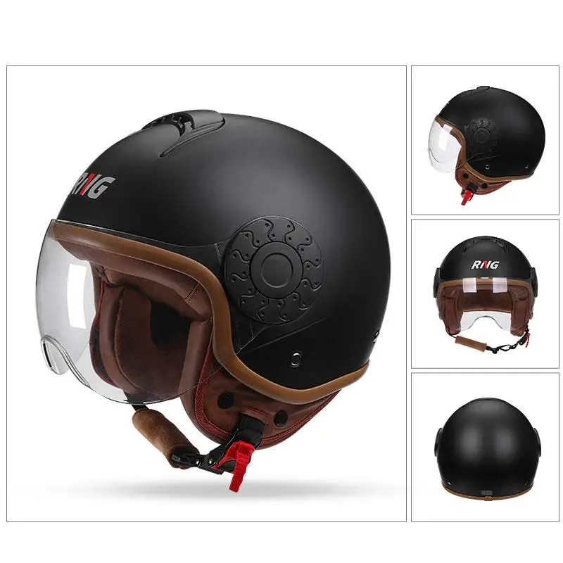 Motorcycle Retro Helmet High-definition Len  Scooter Electric-bike Helmet Cool R - £280.81 GBP