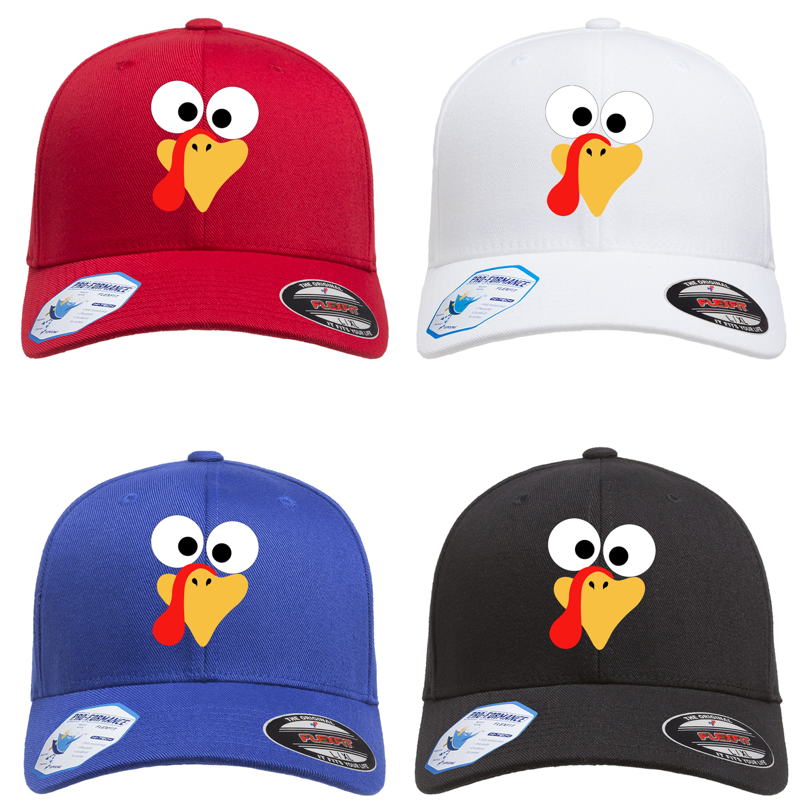 Thanksgiving Funny Turkey Face Adult  Pro-Formance Hat Custom DTF Printed - $18.99+