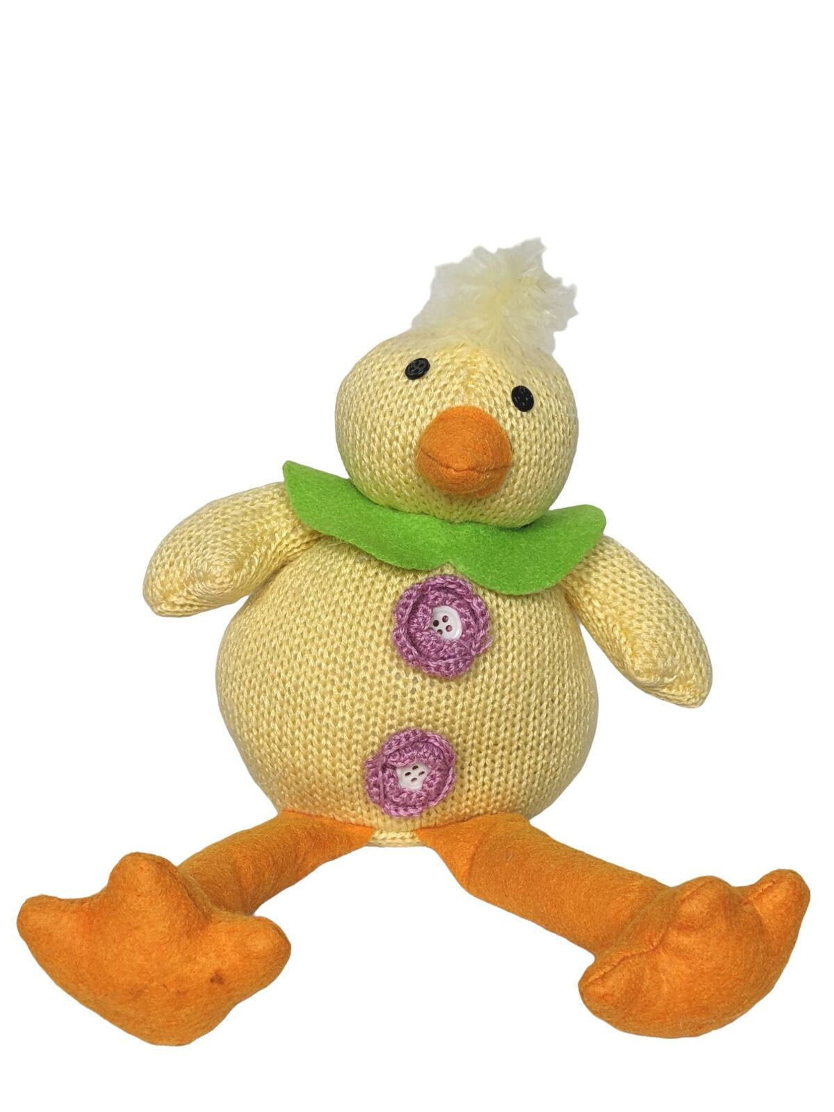 Primary image for Yellow Easter Duck Knitted Bean Bag Spring Plush Stuffed Animal 12"