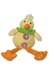 Yellow Easter Duck Knitted Bean Bag Spring Plush Stuffed Animal 12&quot; - £14.12 GBP