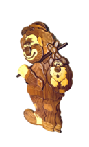 Hobo Clown and Dog Intarsia Wood Carving MCM with Hanging Clasp Vintage 22 1/2&quot; - £24.34 GBP