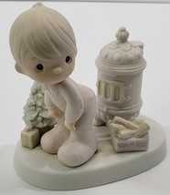 *R37) Precious Moments 1982 Jonathan &amp; David &quot;May Christmas Be Warm&quot; Figurine - £9.34 GBP