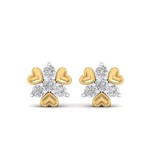 14K Yellow Gold Plated Round AAA Cubic Zirconia Heart Style Mini Stud Earrings F - $59.99