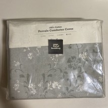 Eddie Bauer Home Percale Comforter Cover 100% Cotton King Sage Floral Duvet - £38.66 GBP