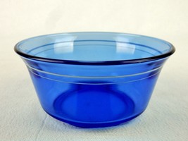 Blue Glass Soup Bowl, 5&quot; x 2.5&quot;, Transparent w/Pinstripes, Cereal, Ice C... - $14.65